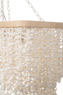 Hanging Lamp with White Clam Shell Curtain - Dining Table Lighting with Hanging Clamshells - product view 7