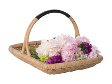 Vegetable and Flower Wicker Basket with Leather Wrapped Arch Handle, Natural Color - product view 8
