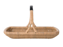 Vegetable and Flower Wicker Basket with Leather Wrapped Arch Handle, Natural Color - product view 5