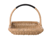 Vegetable and Flower Wicker Basket with Leather Wrapped Arch Handle, Natural Color - product view 7