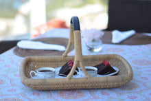Vegetable and Flower Wicker Basket with Leather Wrapped Arch Handle, Natural Color - product view 6