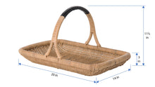 Vegetable and Flower Wicker Basket with Leather Wrapped Arch Handle, Natural Color - product view 4