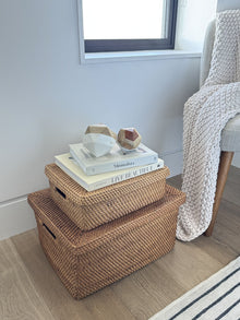 Loma Rectangular Rattan Storage Box and Decorative Storage Basket - product view 2