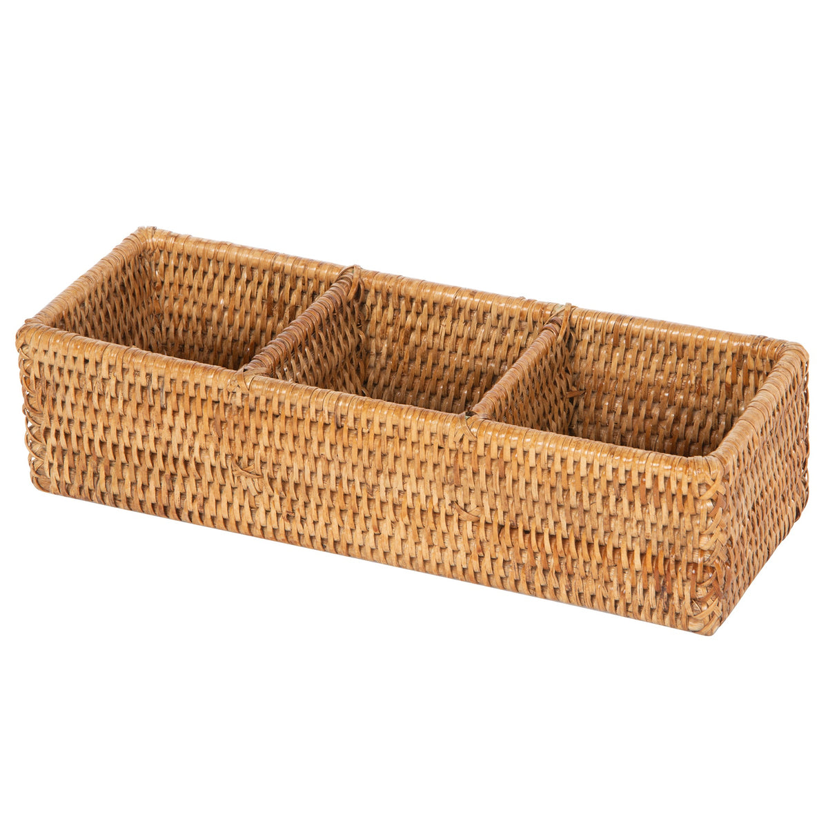 La Jolla Rattan 3 Compartment Desk, Drawer, Shelf and Cabinet Tray Organizer - product view 1