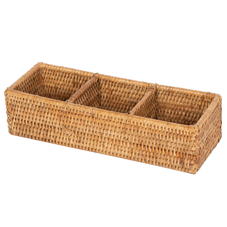 La Jolla Rattan 3 Compartment Desk, Drawer, Shelf and Cabinet Tray Organizer - product view 1