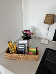 La Jolla Rattan 3 Compartment Desk, Drawer, Shelf and Cabinet Tray Organizer - product view 2