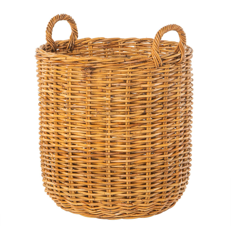 Lacak Round Rattan Decorative Storage Basket with Handles - product view 1