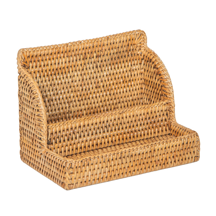 La Jolla Rattan Desk Organizer & Amenity Tray, Honey-Brown - product view 1