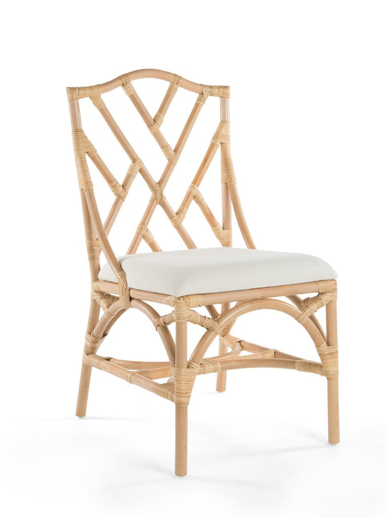 Rattan Chippendale Upholstered Dining Chair, Set of 2 Chairs - product view 1