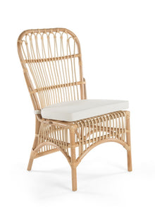 Rattan Loop Side Chair with Seat Cushion, Natural Color, Set of 2 Chairs - product view 1