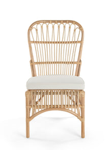 Rattan Loop Side Chair with Seat Cushion, Natural Color, Set of 2 Chairs - product view 3