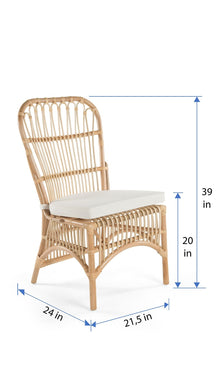 Rattan Loop Side Chair with Seat Cushion, Natural Color, Set of 2 Chairs - product view 4