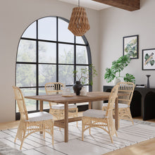 Rattan Loop Side Chair with Seat Cushion, Natural Color, Set of 2 Chairs - product view 2