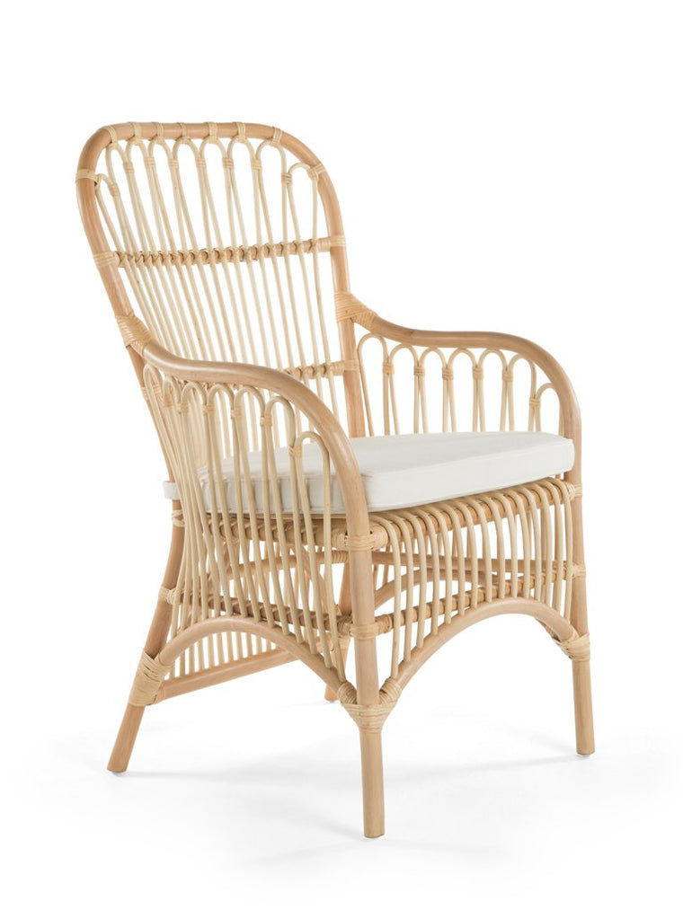 Rattan Loop Armchair with Seat Cushion, Set of 2 Chairs - product view 1