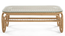 Rectangular Rattan Coffee Table with Glass Top - product view 3