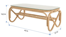 Rectangular Rattan Coffee Table with Glass Top - product view 4