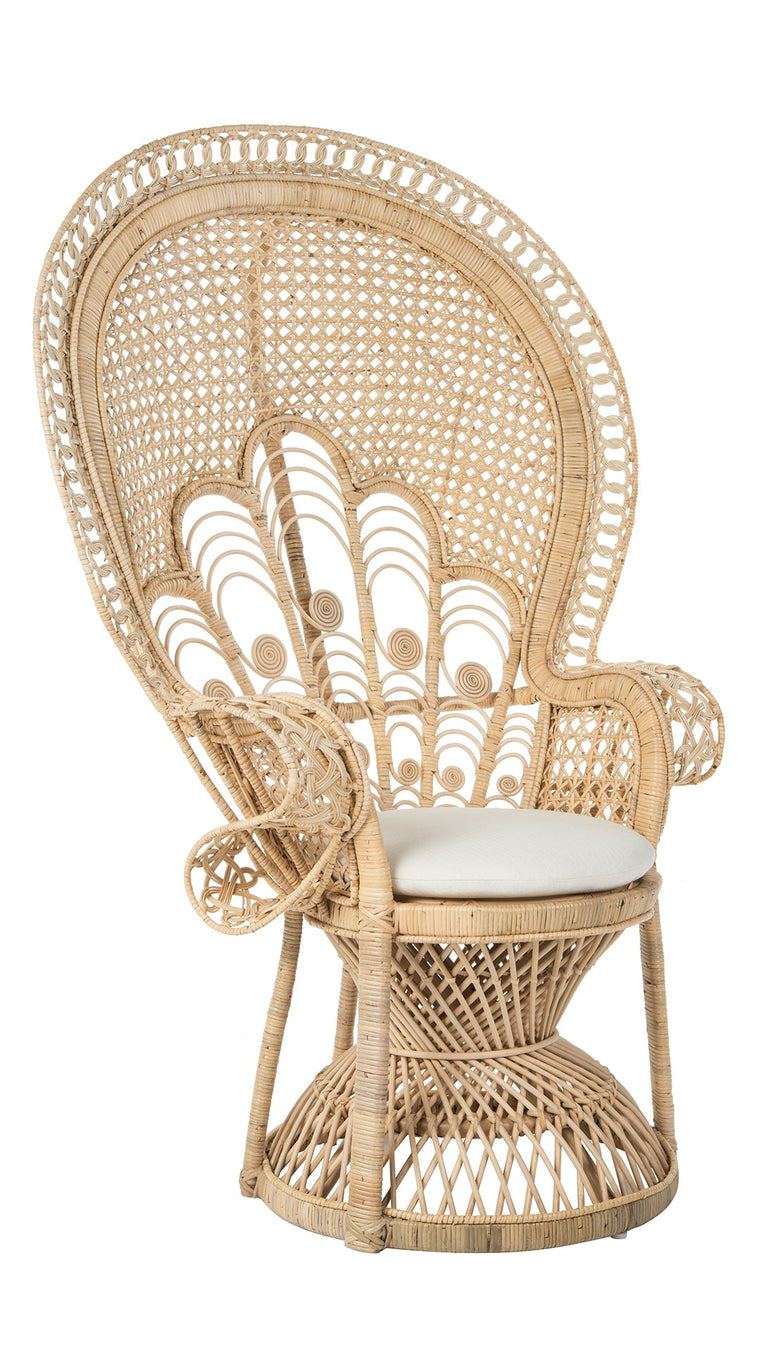 Lady Peacock Chair in Rattan with Seat Cushion - product view 1