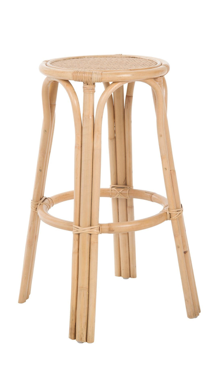 Rattan Lattice Backless Bar Stool, Natural - product view 1