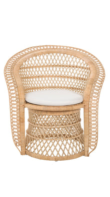 Peacock Rattan Dining Armchair or Lounge Chair, Natural - product view 5