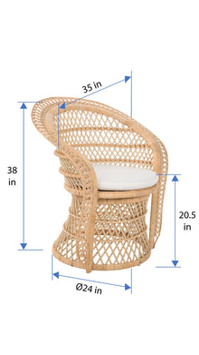 Peacock Rattan Dining Armchair or Lounge Chair, Natural - product view 4