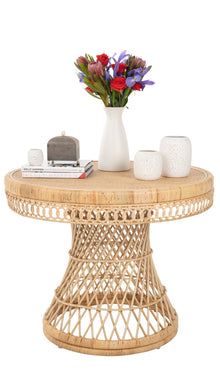Round Rattan Peacock Dining Table, Natural - product view 5