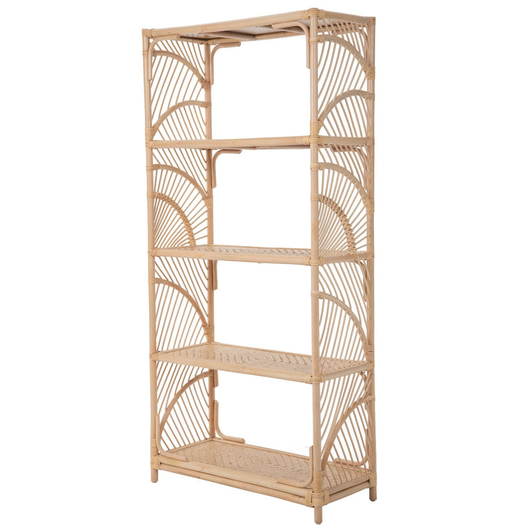 Sunrise Natural Rattan Bookshelf with 4 Shelves - Freestanding Display Shelving Unit - Storage Bookshelf - product view 1