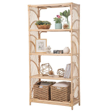 Sunrise Natural Rattan Bookshelf with 4 Shelves - Freestanding Display Shelving Unit - Storage Bookshelf - product view 8