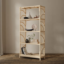 Sunrise Natural Rattan Bookshelf with 4 Shelves - Freestanding Display Shelving Unit - Storage Bookshelf - product view 7