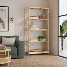 Sunrise Natural Rattan Bookshelf with 4 Shelves - Freestanding Display Shelving Unit - Storage Bookshelf - product view 2