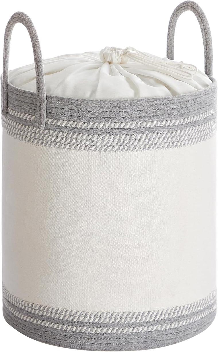 Cotton rope laundry basket with handles - product view 1