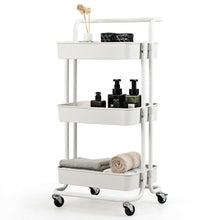 3-Tier Utility Cart, ABS Mesh Baskets, Storage Trolley with Brakes for Home and Office 16.5"x14"x34" - product view 7