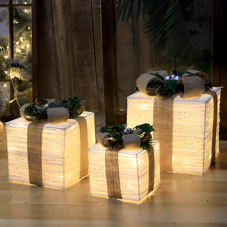 3 Pc Set Creative Christmas Decor Gift Box Scene Layout Decorations - product view 1