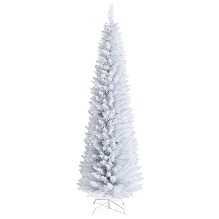 5FT / 6FT / 7FT Pencil Christmas Tree, Artificial Slim White Christmas Tree - product view 1