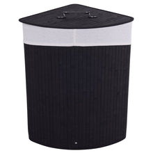 Corner Laundry Hamper with Lid, Bamboo Laundry Basket with Removable Liner and Handle - product view 1