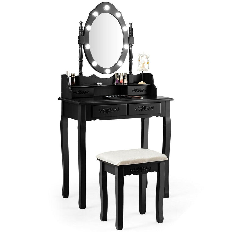 CHARMAID Vanity Set with 10 LED Lights and 4 Drawers - product view 1