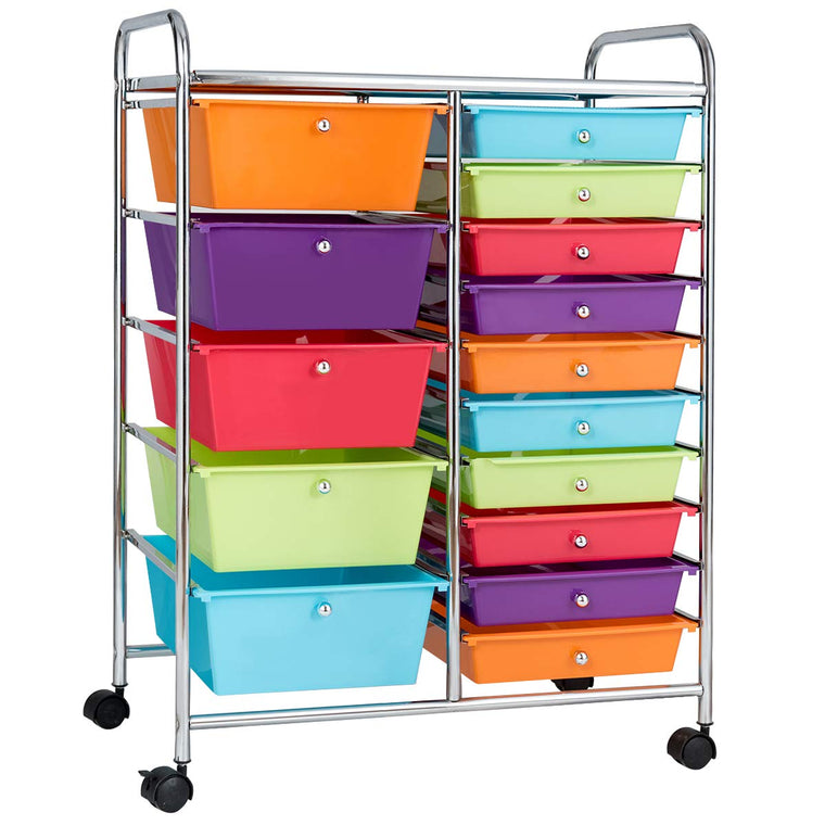 15-Drawer Organizer Cart Office School Rolling Storage Cart - product view 1