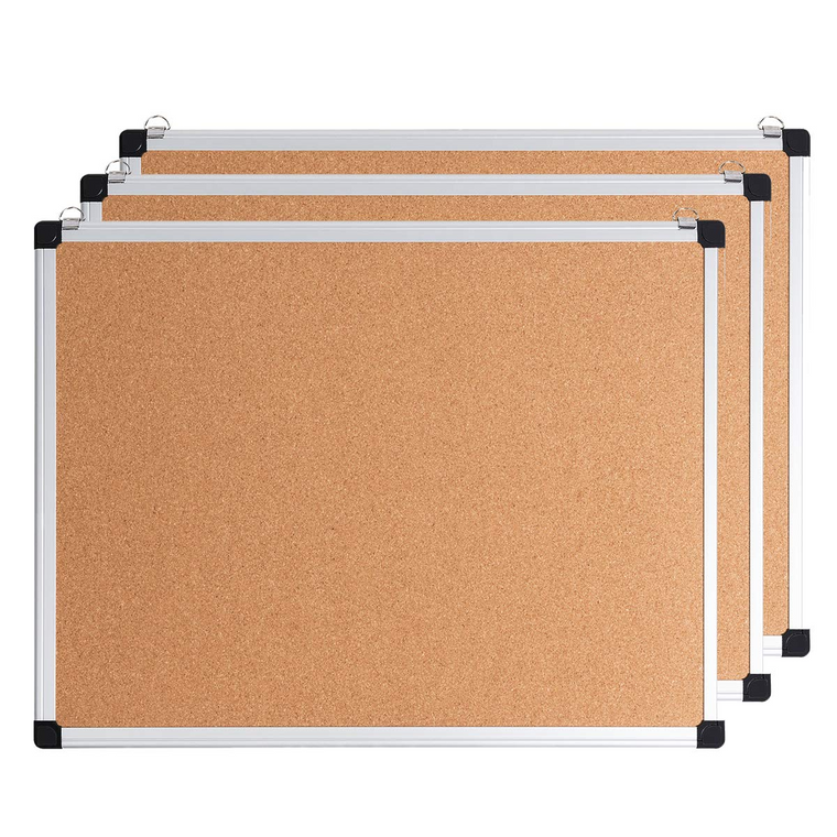 Cork Board, Bulletin Board, 18 x 24 3 Pack Aluminum Framed Cork Notice Pin Board Memo Board - product view 1