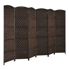 6 Panel 6 Ft Tall Room Divider, Freestanding Wood Partition Room Dividers (Black/Brown) - product view 8