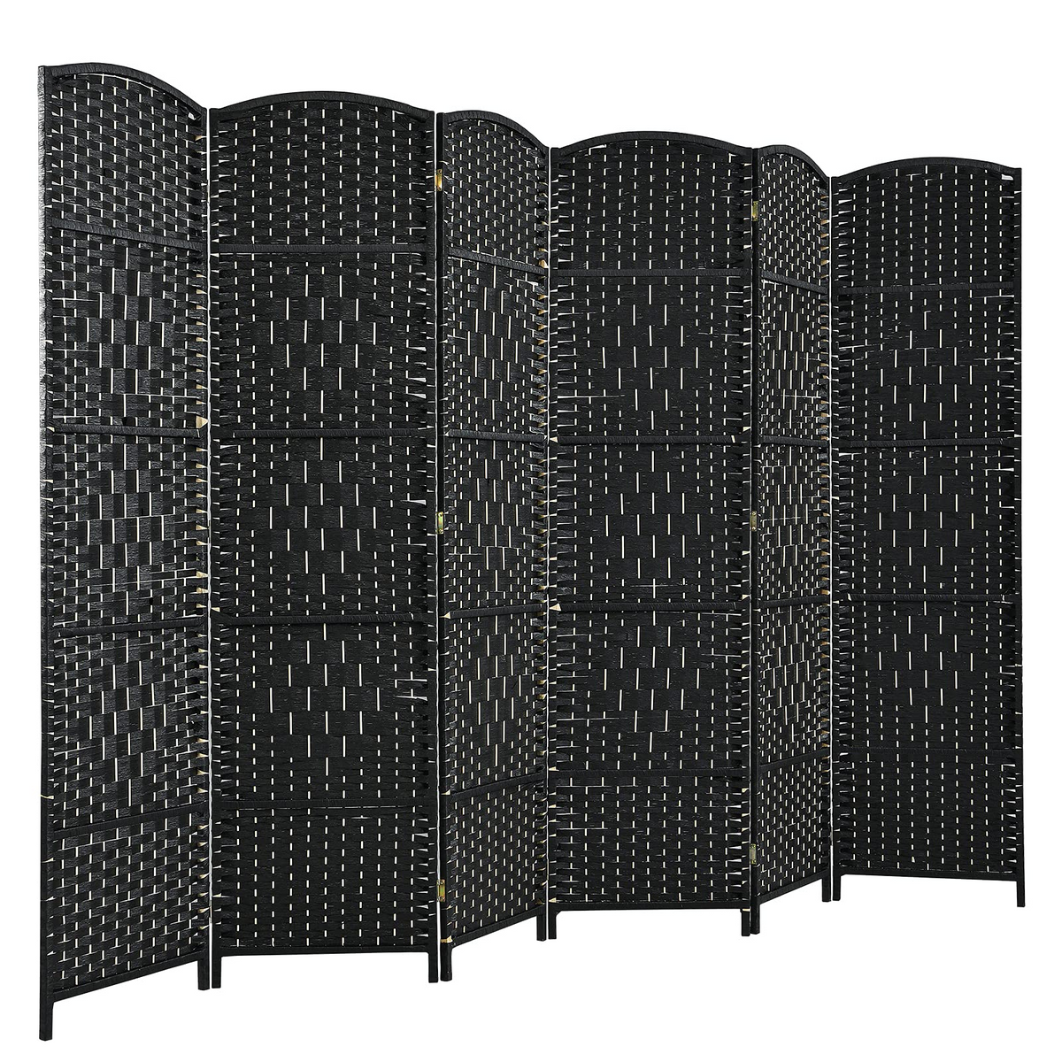 6 Panel 6 Ft Tall Room Divider, Freestanding Wood Partition Room Dividers (Black/Brown) - product view 1