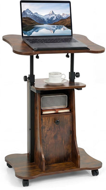 Mobile Podium Stand | Height Adjustable Laptop Computer Cart w/Tilting Top (1/2)