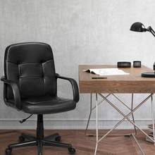 Ergonomic Office Chair Black Mid-Back Leather Computer Desk Chair with Arms - product view 2