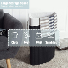 Corner Laundry Hamper with Lid, Bamboo Laundry Basket with Removable Liner and Handle - product view 2