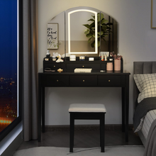 CHARMAID Large Vanity Set with Tri-Folding Lighted Mirror, 3 Color Lighting Modes, 6 Drawers, 12 Storage - product view 3