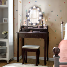 Makeup Dressing Table w/Lighted Oval Mirror and Touch Switch - product view 8