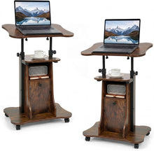 Mobile Podium Stand | Height Adjustable Laptop Computer Cart w/Tilting Top (1/2)