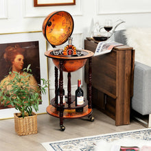 17" Wood Globe Wine Bar Stand 16th Century Italian Rack Liquor Bottle Shelf with Wheels - product view 3