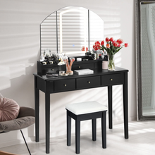 CHARMAID Large Vanity Set with Tri-Folding Lighted Mirror, 3 Color Lighting Modes, 6 Drawers, 12 Storage - product view 4