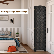 6 Panel 6 Ft Tall Room Divider, Freestanding Wood Partition Room Dividers (Black/Brown) - product view 4