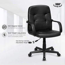 Ergonomic Office Chair Black Mid-Back Leather Computer Desk Chair with Arms - product view 4