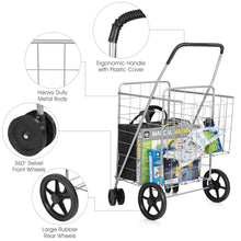 Jumbo Folding Shopping Cart for Grocery Laundry Book Luggage Travel - product view 7